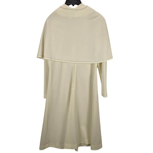 Vintage Fred Rothschild Dress Womens 12 Ivory Long Sleeve Detachable Capelet - Picture 2 of 14